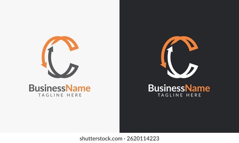 Modern logo mark with letter c and arrow icon bar candlestick for trading, investment, finance, statistic, accounting or marketing business