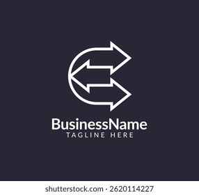 Modern logo mark with letter c and arrow icon bar candlestick for trading, investment, finance, statistic, accounting or marketing business