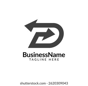 Marca moderna del logotipo con la letra d y el icono de la flecha barra de velas para el comercio, la inversión, las finanzas, las estadísticas, la contabilidad o el negocio de marketing