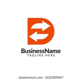 Marca de logotipo moderna com letra d e ícone de seta castiçal de barra para negociação, investimento, finanças, estatística, contabilidade ou marketing de negócios