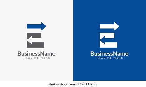 Modern logo mark with letter e and arrow icon bar candlestick for trading, investment, finance, statistic, accounting or marketing business