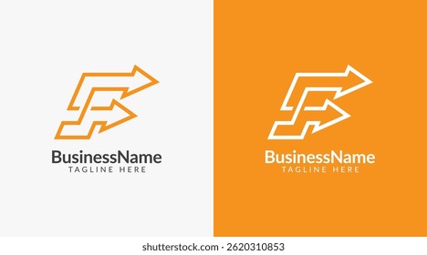 Modern logo mark with letter f and arrow icon bar candlestick for trading, investment, finance, statistic, accounting or marketing business