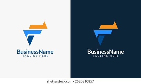Modern logo mark with letter f and arrow icon bar candlestick for trading, investment, finance, statistic, accounting or marketing business