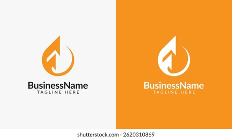 Modern logo mark with letter f and arrow icon bar candlestick for trading, investment, finance, statistic, accounting or marketing business