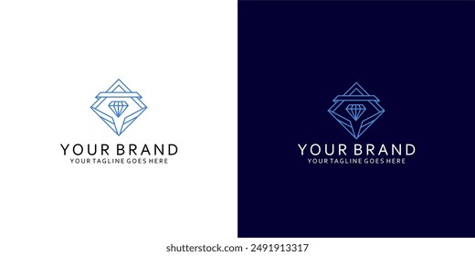 A modern logo monogram geometric shape of a gem that has simple dynamic lines and gives the impression of elegance, luxury, simplicity