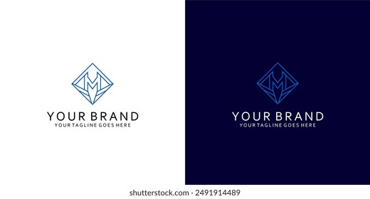 A modern logo monogram geometric shape of a gem that has simple dynamic lines and gives the impression of elegance, luxury, simplicity