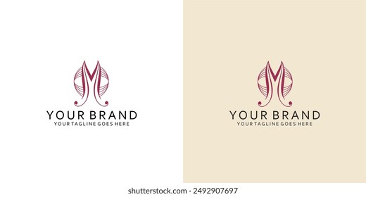 A modern logo monogram letter M with a visualization of a gemoetric circle forming a dynamic, simple and elegant earth