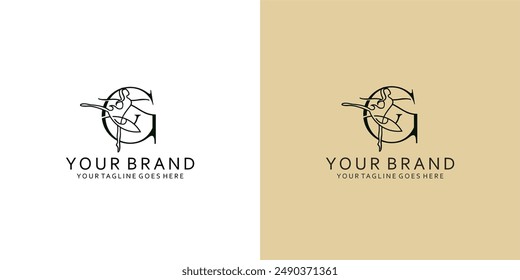 A modern logo monogram monoline line a woman dancing ballet with modern, simple and elegant visualization