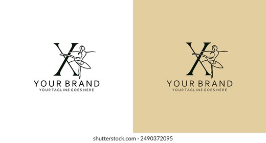 Ein modernes Logo Monogramm Monoline Linie eine Frau Tanz Ballett mit modernen, einfachen und eleganten Visualisierung