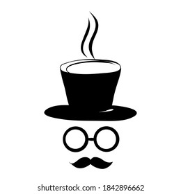 modern logo with mr coffee, vector illustartion isolated on white background