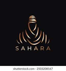 modern logo of muslim people in the desert wearing robes