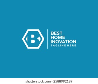 Modern logo negative space letter B in a hexagon. Suitable for company logos operating in the field of housing and settlement development.