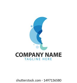 Modern logo with negative spaces on the face 