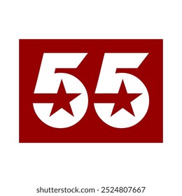 logotipo moderno número 55 e a combinação de estrelas nele