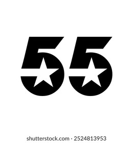 modern logo number 55 and the combination of stars in it