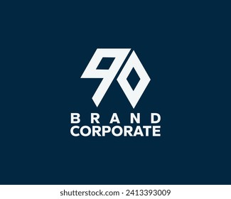 Modern logo with the number 90 with a touch of squares forming a hexagon. Suitable for digital technology and science companies.