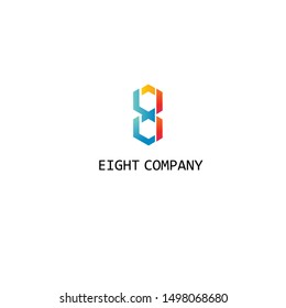 Modern logo number eight template, vector illustrasion design, technology, flat