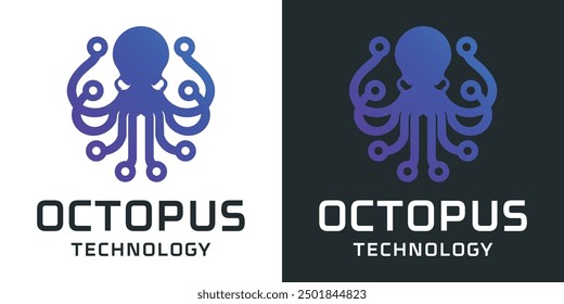 modern LOGO octopus technology logo design abstrack vector