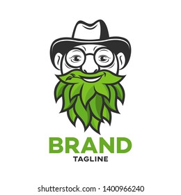 Modern logo old man with a beard of leaves