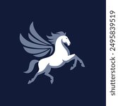 modern logo of pegasus horse clean style design illustration