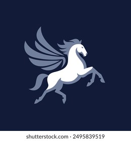 modern logo of pegasus horse clean style design illustration