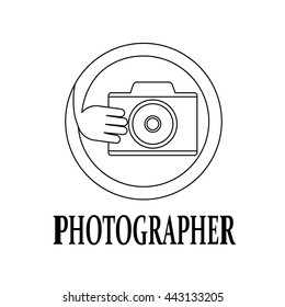 Modern logo for photographer. Thin black line. Vector illustration