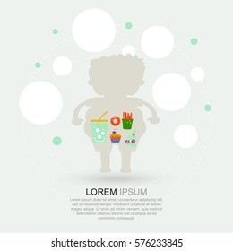 Modern logo and pictogram.Vector icons in flat design. Concept of obesity, junk food and health with elements for mobile concepts and web apps.