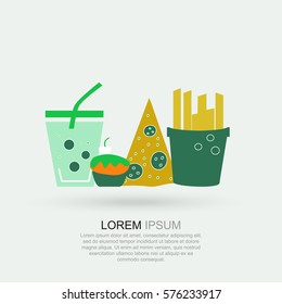Modern logo and pictogram.Vector icons in flat design. Concept of obesity, junk food and health with elements for mobile concepts and web apps.