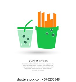 Modern logo and pictogram.Vector icons in flat design. Concept of obesity, junk food and health with elements for mobile concepts and web apps.