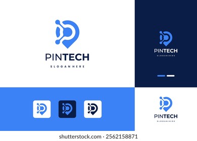 Modern logo pin location combination abstract logo design