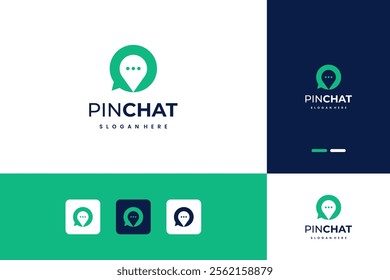 Modern logo pin location combination abstract logo design