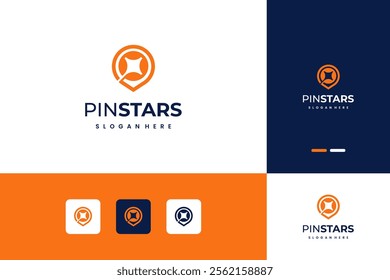 Modern logo pin location combination abstract logo design