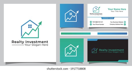modern logo of property investment symbol or icon with business card design
