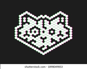 Modern logo from rhombus in glitch style. Modern logo from rhombus. Concept virtual animal. Digital hi-tech logotype. Vector illustration