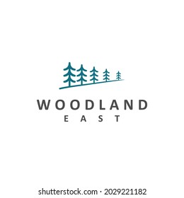 modern logo row of pine trees