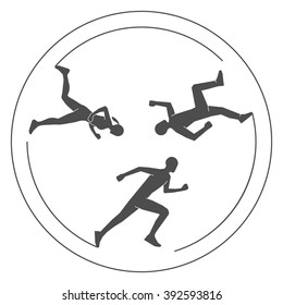 Modern logo running club. Vector symbol jogging. Silhouettes runners on a white background.