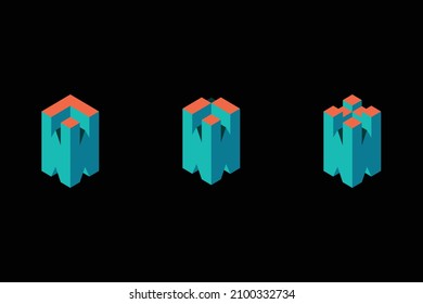 Modern Logo Set von 3 Dimensional Letter W. Drei schöne Illustration von 3D Logo Designs für die persönliche und firmeneigene Markenbildung. EPS10.