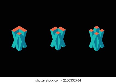 Modern logo set of 3 Dimensional letter X. Three beautiful illustration of 3D logo designs for personal and company branding. EPS10.