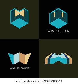 Modern logo set of 3-Dimensional letter W. Four beautiful 3D logo designs for personal and company branding. EPS10.