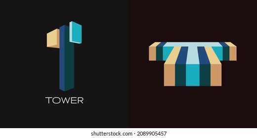 Modern logo set of 3-Dimensional letter T. Two beautiful 3D logo designs for personal and company branding. EPS10.