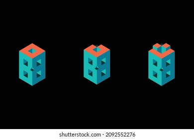 Modern logo set of 3-Dimensional letter B. Three beautiful illustration of 3D logo designs for personal and company branding. EPS10.