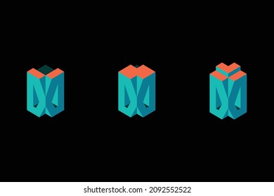 Modern logo set of 3-Dimensional letter D. Three beautiful illustration of 3D logo designs for personal and company branding. EPS10.