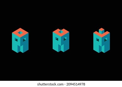 Conjunto moderno de logotipo de 3-Dimensional letra P. Tres bellas ilustraciones de los diseños de logotipo 3D para marca personal y de empresa. EPS10.