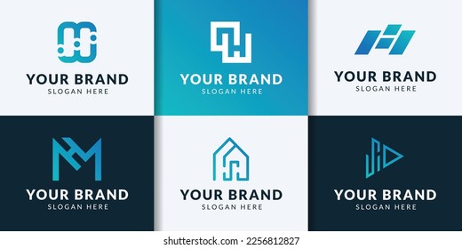 Modern logo set and collection of creative branding ideas for business companies. simple logo, minimalist, abstract vector design