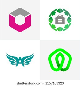 Modern Logo Set, Utopia Logo, Solar House Logo, Letter A Logo