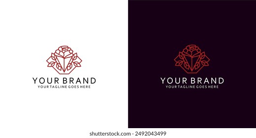 A modern logo in the shape of a rose that has a simple dynamic line and gives an impression of elegance, luxury, simplicity