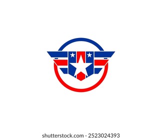 Modern logo of shield and star in a circle. Suitable for military-related organizations or companies operating in the military industry.