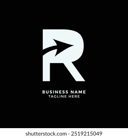 A modern logo showcases a stylized letter R with an arrow, emphasizing direction and innovation.