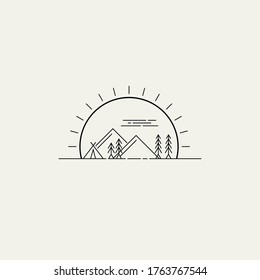the modern logo is a simple campsite outline