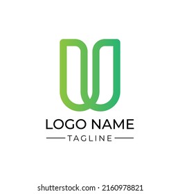 Logotipo moderno, letra U simple, color de gradiente verde, adecuado para negocios, industria y cualquier necesidad